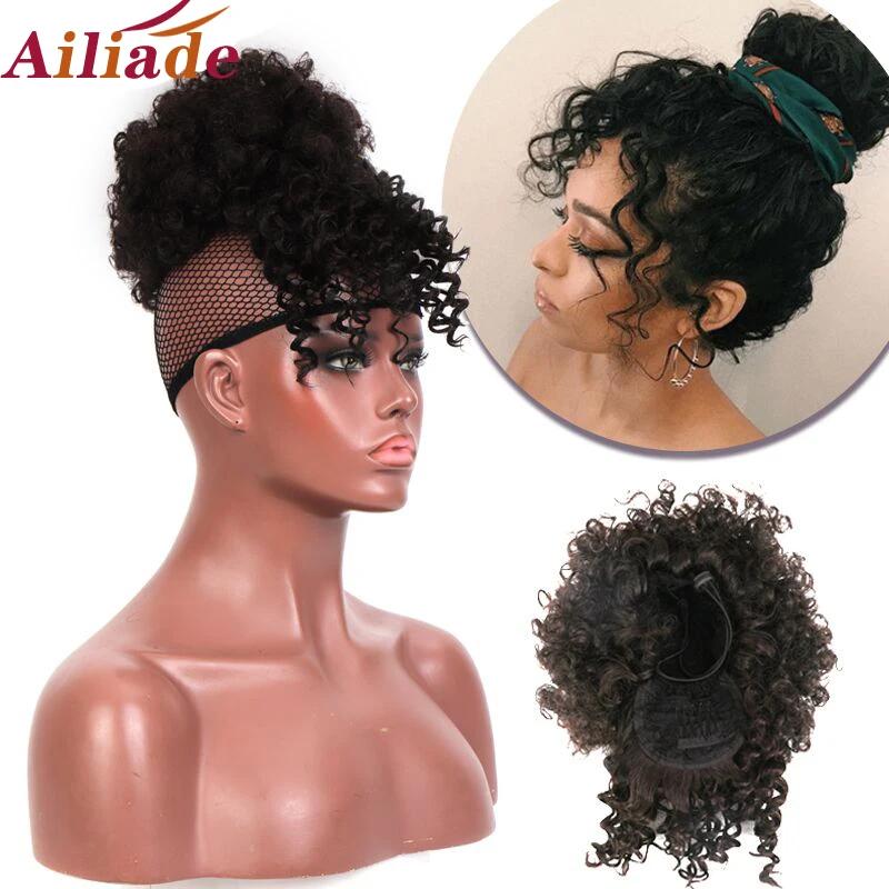 AILIADE Afro   Ӹ Chignons hairpiece   Ŭ ռ Drawstring   Bangs Hair Bun Extensions
